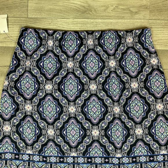 Talbots A-Line Navy Blue Pattern Knit Stretch Skirt sz X - Picture 6 of 6